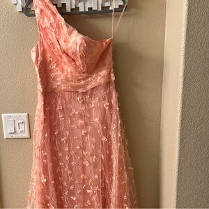 Elegant Peach One-Shoulder Gown